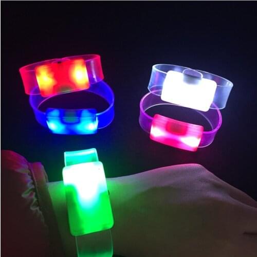 Glossy Bracelet Factory Custom Logo LED Bracelet Light up Bracelet flashing Acrylic glowing Bracelet Toys Party Decoration