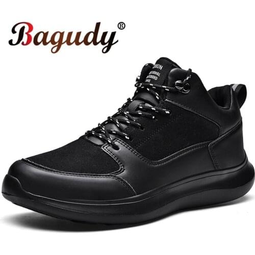 2019 New Autumn Winter Warm Fur Men Boots Fashion Warm Sports Shoes Casual Shoes Snow Boots Comfortable Motorcycle Ankle Boots