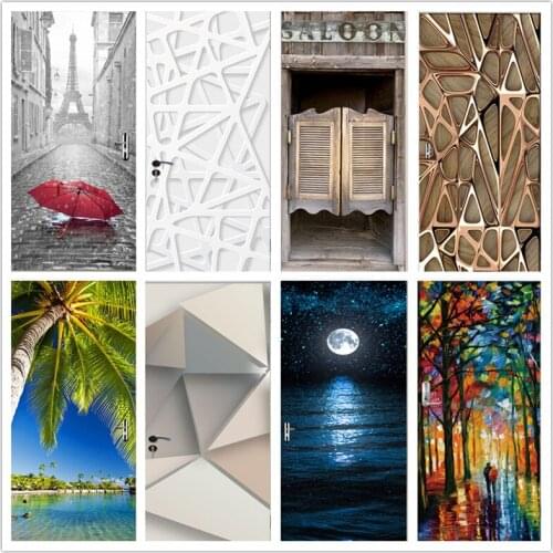 Door Sticker 3D Stickers On The Doors DIY Self-adhesive Waterproof Poster Western Bar Self Stick Wallpaper Living Room Bedroom