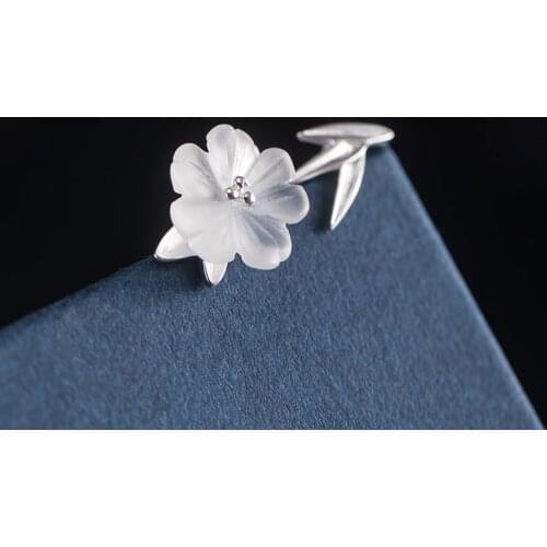 VLA 925 Sterling Silver Unusual Crystal Plum Blossom Earrings 2021 Trend Fashion Creative Design Bamboo Leaf Study Earrings