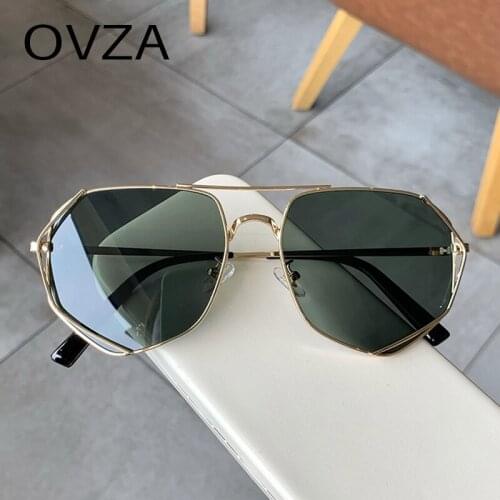 OVZA 2021 New Fashion Eyeglasses Women Pilot Mens Sunglasses Brand Designer High Quality Metal Frame UV400 Lens S7055