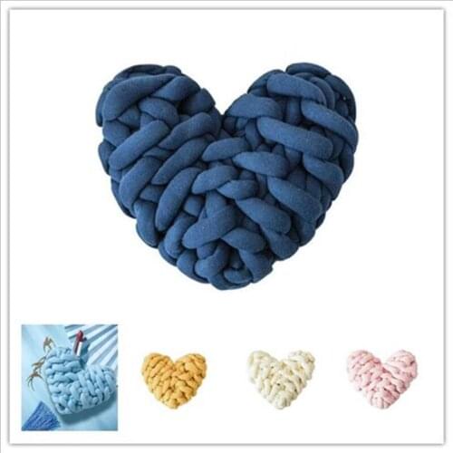 INS Love Heart Hand Knot Braided Cushion DIY Knitting Chunky Yarn Sofa Chair Back Cushions Car Seat Bed Throw Pillow Home Decor