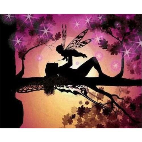 Full night butterfly Elf girls 5D Diy Embroidery pattern scenery Diamond Painting 3D Cross Stitch Kit sticker room decor crafts