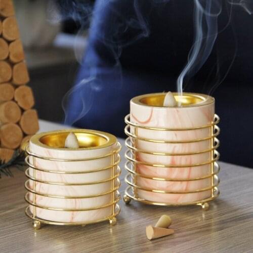 Simple Modern Fashion Ceramic Incense Burner Middle East Arab Gold Metal Ceramic Incense Holder Censer Base Home Decor