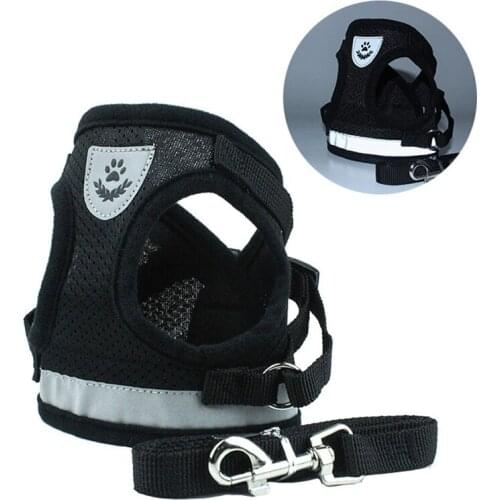 Adjustable Reflective Mesh Vest Pet Dog Vest Harness Lead Dog Harness Collar Chest Strap Leash Harnesses With Traction Rope