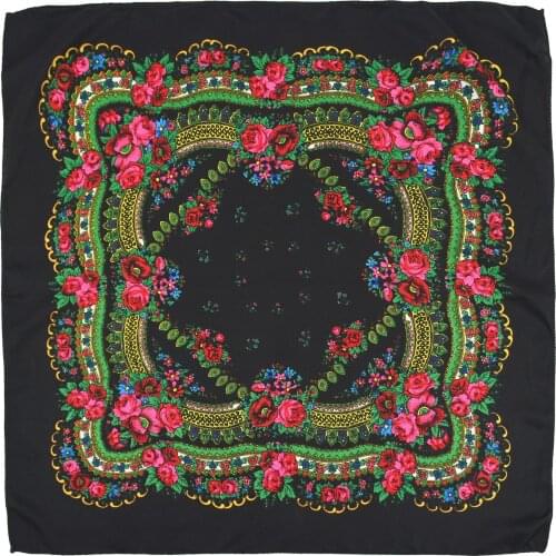 Russian National Headscarf Flower Printed Handkerchief RetroTurban Scarf Square Bandana Muslim Head Wraps Headband