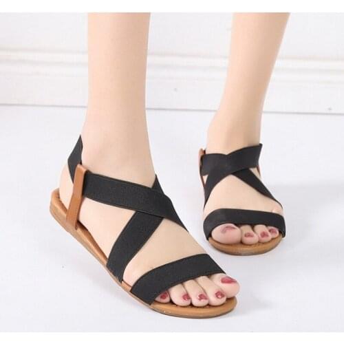 Comfy Slip On Sandals Elastic Textile Splicing Sandals Casual Beach Shoes For Woman Classics Non-slip Lightweight Sandal Woman