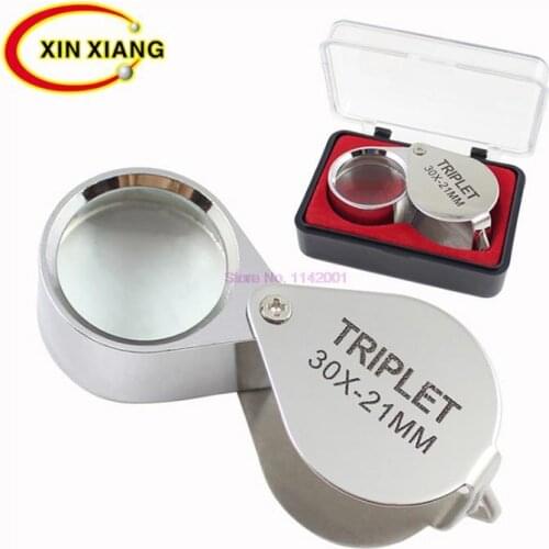 100pcs Folding Jewllery Loupe Portable Magnifying Glass Pocket Size Lovely Jewllery Magnifier 30X Magnification Metal Silver