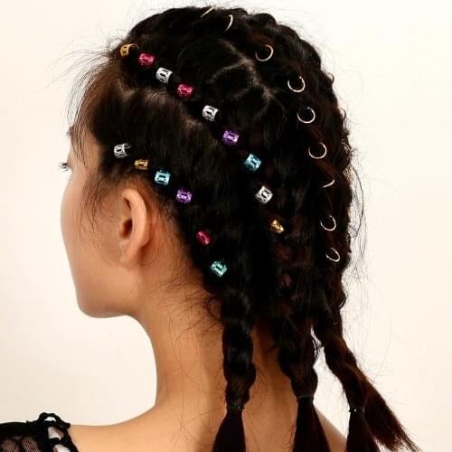 Mix 2 Type Hair Ring 20Pcs With 30Pcs Circel bead hair braid dreadlock bead cuff clip Braid Hoop Circle beads