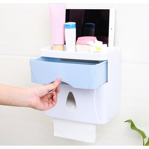 Waterproof Bathroom Storage Box Tissue Dispenser Wall Mounted Shelves With Drawer Toiletry Storage Box Sundries Container