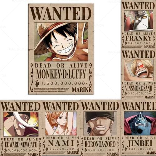 Wanted order One Piece Japanese Anime Quality Canvas Painting Poster Bedroom Living Kids Room Wall Art Home Decor Retro Picture