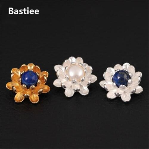 Bastiee 925 Sterling Silver Necklace Pendant Lapis Lazuli Pearl Gold Plated Luxury Jewelry For Women Link Chain Jewellery Gifts