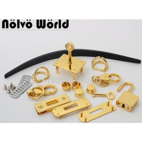 1-5 sets 36*29 gold chrome color rectangle a set of lock for DIY leather handbag with eyelets key lock purse accessories