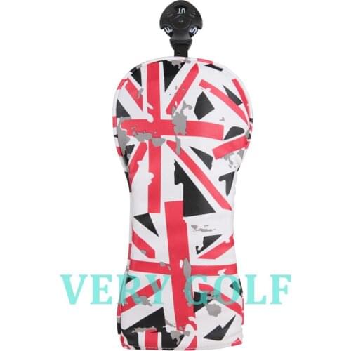 1pc White Polyester Leather with Red UK Flag Patterns Golf Club Hybrid Head Cover Golf UT Headcover with No Tag