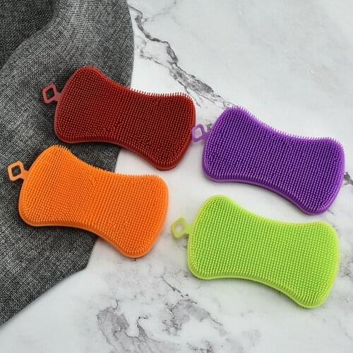 1pc Multifunction Silicone Sponge Bowl Cleaning Brush Dish Washing Kitchen Pot Cleaner Washing Tool Kitchen Accessories
