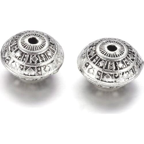 10pcsTibetan Style Alloy Bicone Beads Lead Free & Nickel Free Antique Silver Color 12x7.5mm Hole: 1.5mm Jewelry DIY Findings