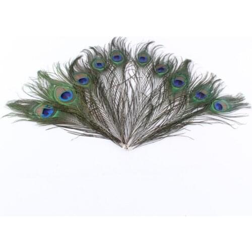 10pcs/set 10-12inch Beautiful Natural Peacock Feather Craft Feather Art Green Peacock Eye Feathers for Home Party Decoration