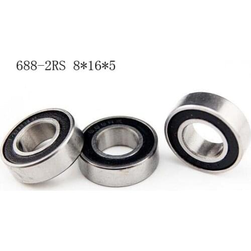 10 pcs Rubber Sealed Ball Bearings Black 8x16x5 688-2RS 8*16*5