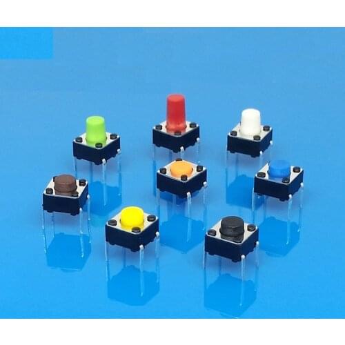5000pcs/lot Colorful 6*6 6x6 Straight pins series push button switches DIP 4p eight Colors Green Red Yellow Micro switch