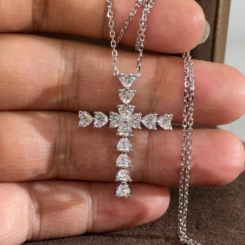 5A Zirconia Cross Crystal Pendant 925 Sterling Silver Pendant Necklace Female Necklace Female Fashion Jewelry Gift