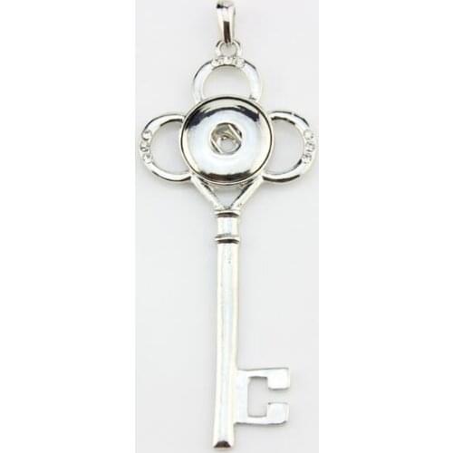 Snap Button Jewelry Pendant Key Shape Snap Necklace Fit 18mm Ginger Snap Charms For Christmas Gift 6Pcs