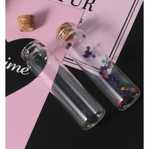 69HF 10pcs Mini Glass Wish Bottle Vial with Cork Stopper Storage Pendant 20mL