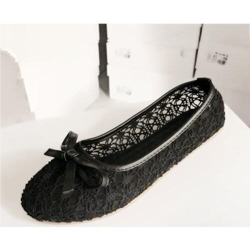 Women Flats Bow Ballet Flats Shoes Women Fashion Slip On Cut Outs Flat Women Shoes Sweet Hollow Casual Shoes Breathble Flats