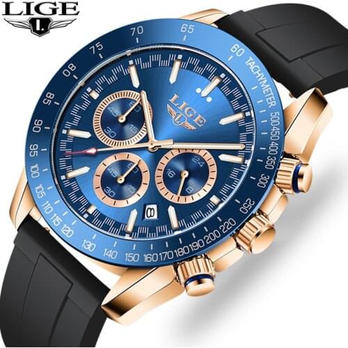 2021 New LIGE Men Watch Top Brand Luxury Fashion Chronograph Sports Waterproof Quartz Wristwatch Male Clock Relogio Masculino
