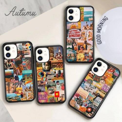 70s collage Phone Case for iPhone 11 12 Pro Max mini X XR XS SE 2020 5 6S 7 8 Plus Samsung Galaxy S8 S9 S10 Cover shell