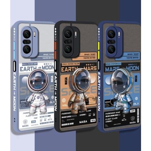 Space Astronaut Matte Translucent Phone Case For Xiaomi Redmi K20 K30 K40 Note 9T 8 7 Pro Silicone broadside Hard Cover Coque