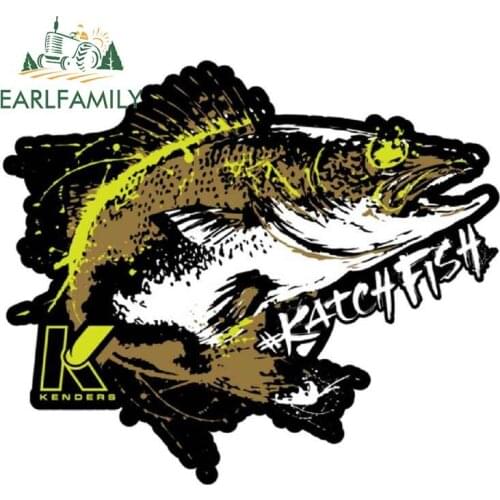 EARLFAMILY 13cm x 11cm Fishing Decal Sticker WALLEYE Kenders Outdoors UV Resistant Waterproof Car Stickers Cartoon Graphics