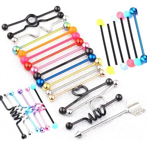 Fanpeijy 14 Gauge Ball Arrow Screw Crystal Ball Industrial Barbell Cartilage Earring Body Piercing Jewelry 1 1/2Inch (38mm) Ears