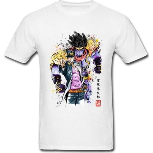 Anime Tshirt Jojo Bizarre Adventure Watercolor Men T Shirt Camisa Slim Fit T-shirts Group Summer Cotton O Neck Tops Tees Japan