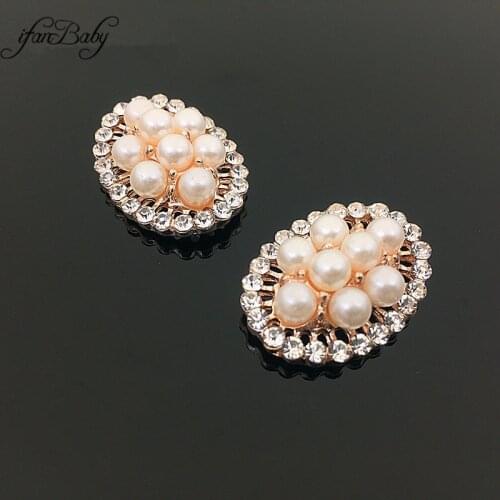 Alloy Buttons For DIY Accessories flat back pearl Rhinestone buttons