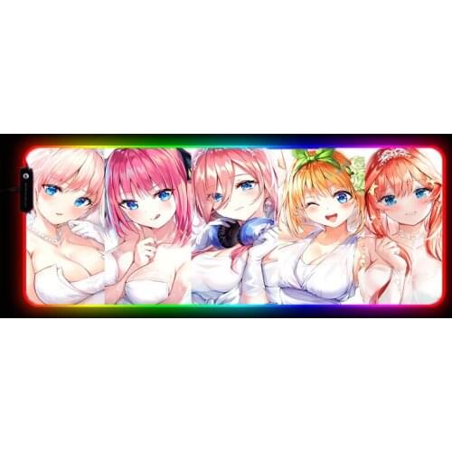 Big Breasts Anime Girl Gaming Mouse Pad RGB LED Glowing Colorful USB Port Large Gamer Mousepad Desk Mat 14 Colors for PC Laptop