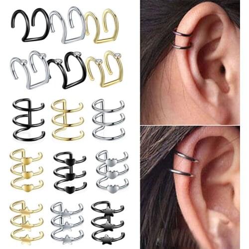 2020 Creative 1Pc Steel Punk Ear Clip No Piercing-Clip On Wrap Earring for Unisex Body Jewelry Fake Piercing Ear Cuff Wholesa