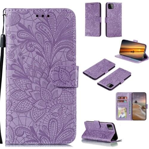 Lace Flower Embossed Pu Leather Phone Case for Samsung Galaxy A22 5G Card Slot Wallet Photo Frame Kickstand Back Cover