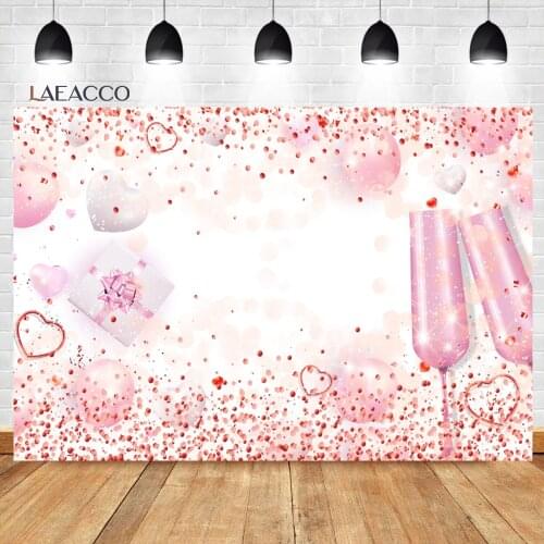 Laeacco Baby Shower Pink Backgrounds Dreamy Polka Dots Love Heart Birthday Gift Customized Poster Portrait Photography Backdrops