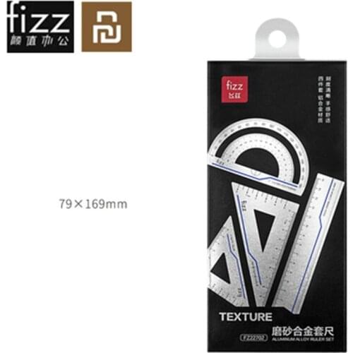 Youpin 4 in 1 Fizz Metal Ruler Stationery Set Aluminum Alloy Multifunctional Combination Triangle Protractor Drawing Precise