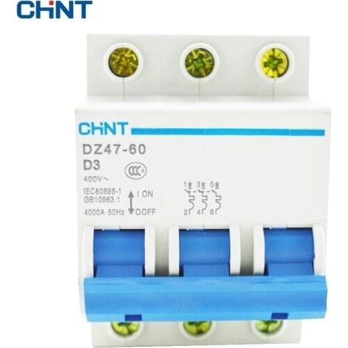 CHINT Miniature Circuit Breakers Mcb DZ47-60 3P D3 3A Household Air Switch For Distribution Control And Lighting