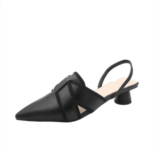 Pointed Toe Low-heel Mules Shoes Women Spring Elegant Party Wedding Dress Sandals Round Heel Cross-tied Casual Outdoor Slippers