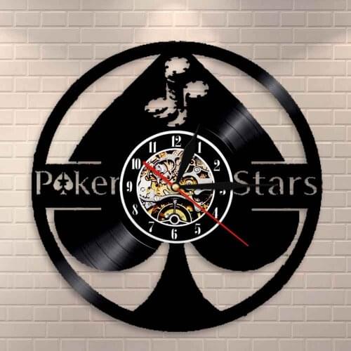 5 Stars Gift Star Tonight Wall Clock Lucky Poker Ace of Spades Vinyl Record Wall Art Poker Player Vinyl Clock Gamblers Gift