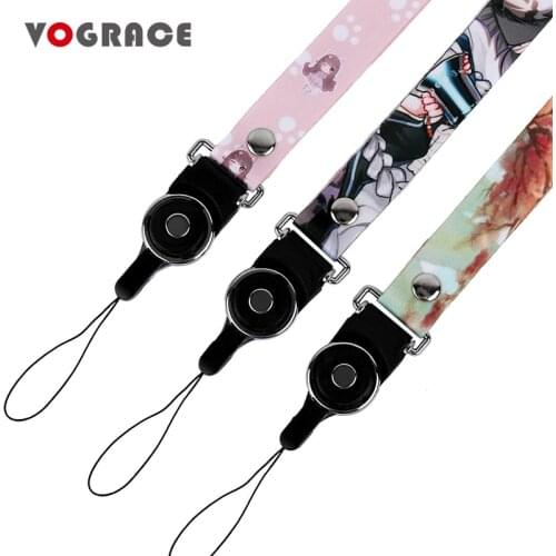 VOGRACE cheap custom nylon keychain lanyard printed cartoon anime sublimation polyester neck lanyards with design