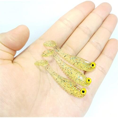 2020New 5PCS Luminous Fishing Soft Worm Bait50mm Artificial Silica gel Soft Bait Minnow Lures Wobbler Carp Pike Fishing tackle