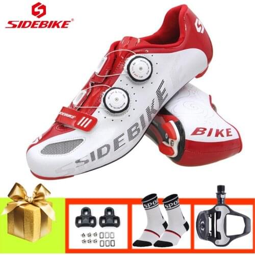 SIDEBIKE road cycling shoes carbon fiber sole bicycle pedals breathable self-locking outdoor superstar ultra-light riding shoes