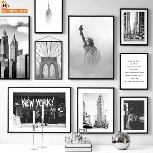 New York Statue Of Liberty Black White Nordic Posters And Prints Wall Art Canvas Painting Wall Pictures For Living Room Decor