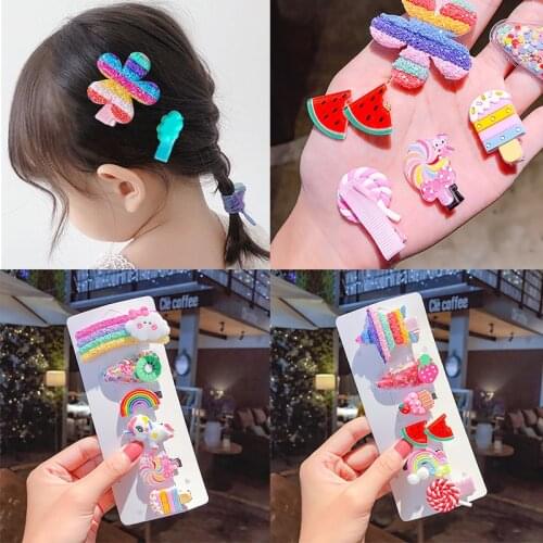 2021 Cute Women Children Kid Geometric Headband Aceessories Sweet Hair Clip Ornament Cartoon Female Flower Hair Clips Hairpin