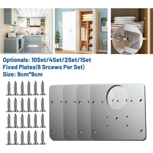 Home Fixed Bracket Hinge Repair Plate With Screws Stainless Steel Hardware Mounting Tools For Wardrobe Closet Table Bed Chair
