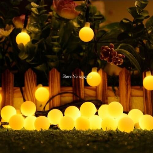 Christmas Solar LED String Lights 5M 20 LED Ball Shape Lamps luces navidad Garden Outdoor Garland Fairy Lights