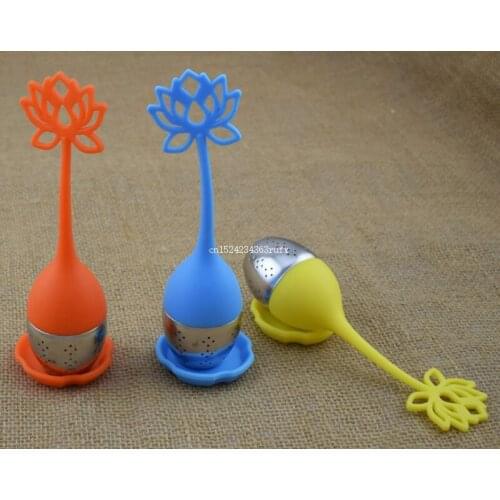 100pcs Lotus Tea Infuser Filter Silicone Tea Strainer Teapot For Loose Leaf Herbal Spice Filter Kitchen Tool Free Shipping